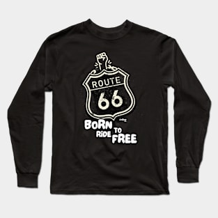 Route 66 - Vintage Classic American Muscle Car - Hot Rod and Rat Rod Rockabilly Retro Collection Long Sleeve T-Shirt